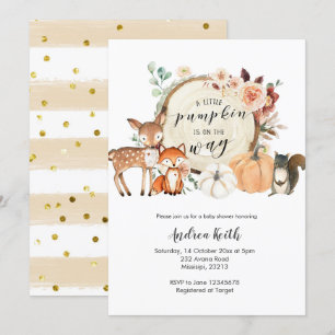 Invitation Bois citrouille de chute brûlé baby shower orange