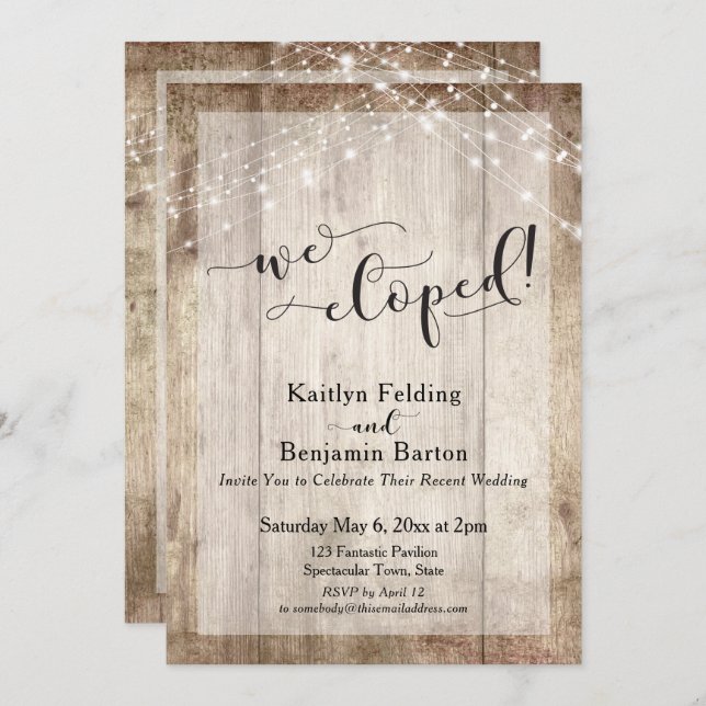 Invitation Bois Clair Rustique & Lumières, Nous nous sommes M (Devant / Derrière)