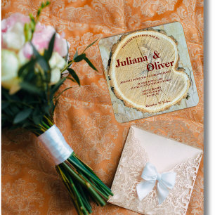 Invitation bois coupé sur mesure mariage rustique