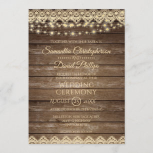 Invitation Bois de campagne  Mariage Lumière et dentelle