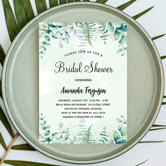 Invitation Bois de douche nuptiale eucalyptus (Créateur téléchargé)