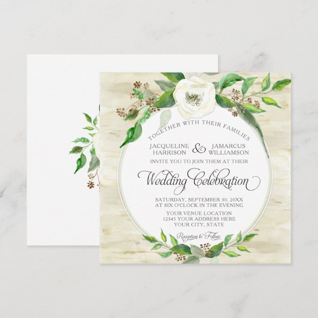 Invitation Bois de feuillus carrés BOHO Automne été (Devant / Derrière)