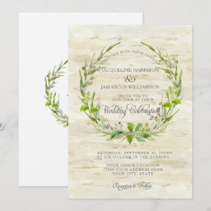 Invitation Bois de forêt Bois BOHO Barque de bouleau Bois Wre