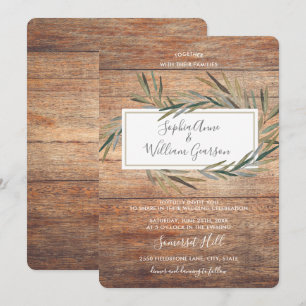 Invitation Bois de grange de mariage et herbe rustiques