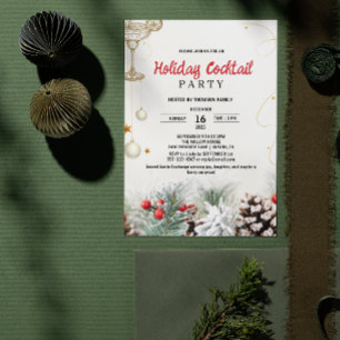 Invitation Bois de houx botanique Cocktail d'hiver Fête de No