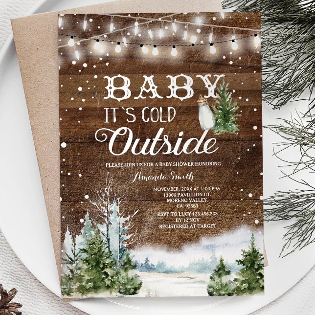Invitation Bois de Noël Il fait froid à l'extérieur du Baby s (Créateur téléchargé)