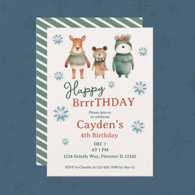 Invitation Bois d'hiver Animal Bois Anniversaire (Créateur téléchargé)