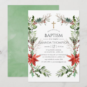 Invitation Bois d'hiver Baptême ou baptême de Noël