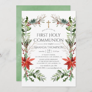 Invitation Bois d'hiver Noël Première communion sainte