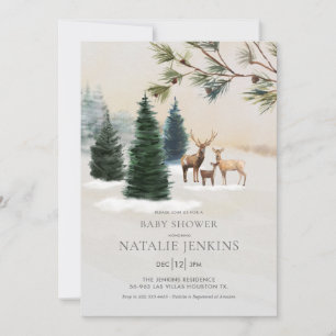 Invitation Bois d'hiver rustique Baby shower neutre selon le 