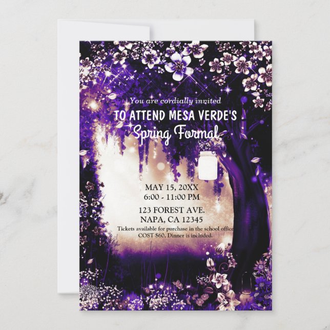 Invitation Bois d'Imaginaire Enchantée Purple Forêt d'été (Devant)