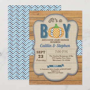 Invitation Bois d'invitation Citrouille pour bébé garçon
