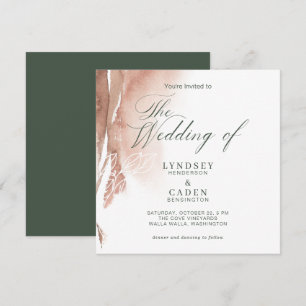 Invitation Bois d'Orange Brûlé Vert Aquarelle Mariage Invit
