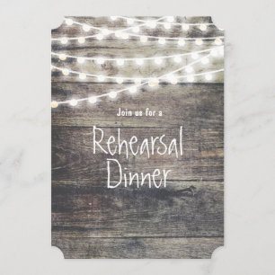Invitation Bois et dîner rustiques de répétition de lumières
