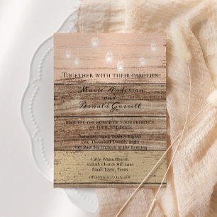 Invitation Bois et lanternes roses rustiques