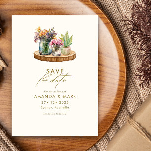 Invitation Bois fleur sauvage Mason Jars Boho Bohemian Mariag