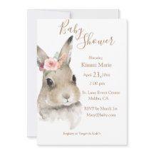 Bois Floral Bunny Aquarelle Script Baby
