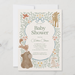 Invitation Bois Forêt Aquarelle Animaux Baby shower Garçon
