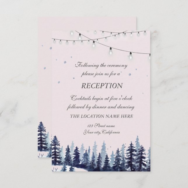 Invitation Bois, Forêt, Pins Réception de mariage (Devant / Derrière)