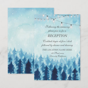 Invitation Bois,Forêt,Réception de mariage aux pins bleus 