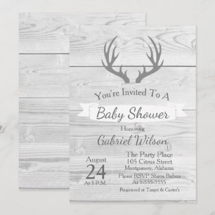 Invitation Bois gris de la grange blanche rustique