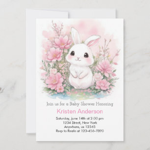 Invitation Bois Lapin Blissful Rose Girl Baby shower