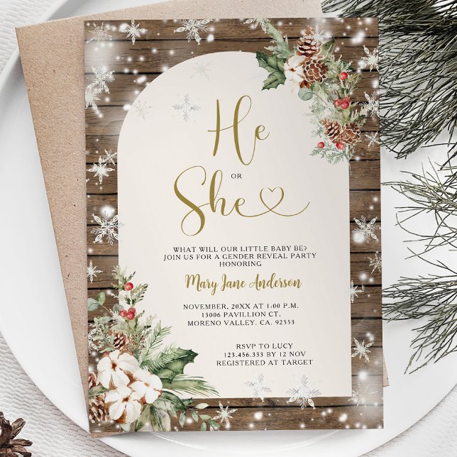 Invitation Bois Lui ou Elle Noël Floral Genre Reveilles (Créateur téléchargé)