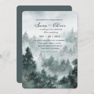 Invitation Bois Mariage d'aquarelle de forêt