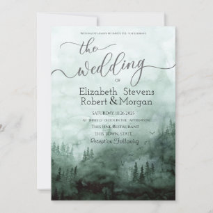 Invitation Bois, Mariage vert de forêt