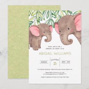 Invitation Bois mignonne bébé et mère Baby shower éléphant