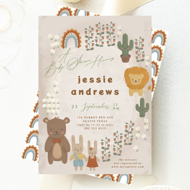 Invitation bois moderne Baby shower unisex (Créateur téléchargé)