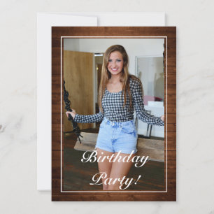 Invitation Bois neigeux & Forêt Campagne Pine Photo Anniversa