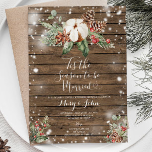 Invitation Bois Noël Floral C'est la saison pour être marié