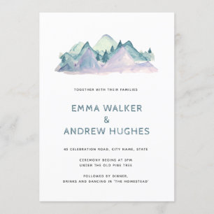 Invitation Bois Pine Mounts Nature Green Blue Mariage