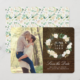 Invitation Bois romantique Photo Sauvez la date