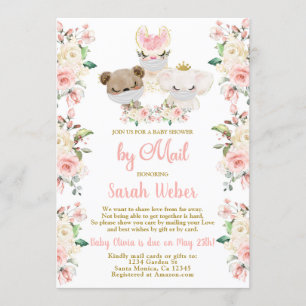 Invitation Bois rose Baby shower floral par fille de courrier