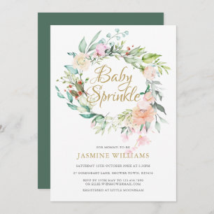Invitation Bois Rose Gold Script Baby Sprinkle