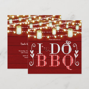 Invitation Bois rouge et lumières I DO BBQ Rustique Engagemen