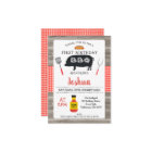 Bois Rouge Plaid Cochon BBQ 1er anniversaire Invit
