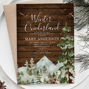 Invitation Bois rouille hiver onderland anniversaire Forêt
