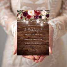 Bois rustique Bourgogne Floral Lumières Mariage