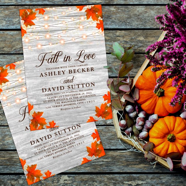 Invitation Bois Rustique Chute En Amour Chaîne Mariage (Créateur téléchargé)
