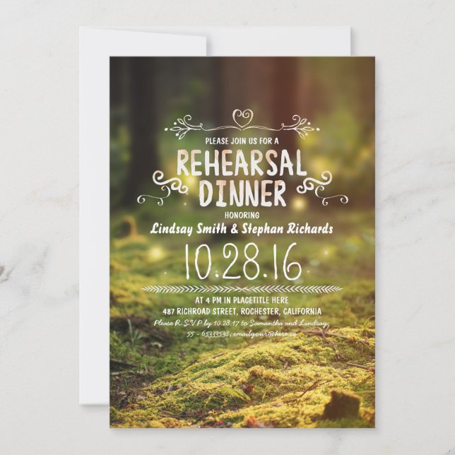 Invitation bois rustique dîner de répétition extérieure invit (Devant)