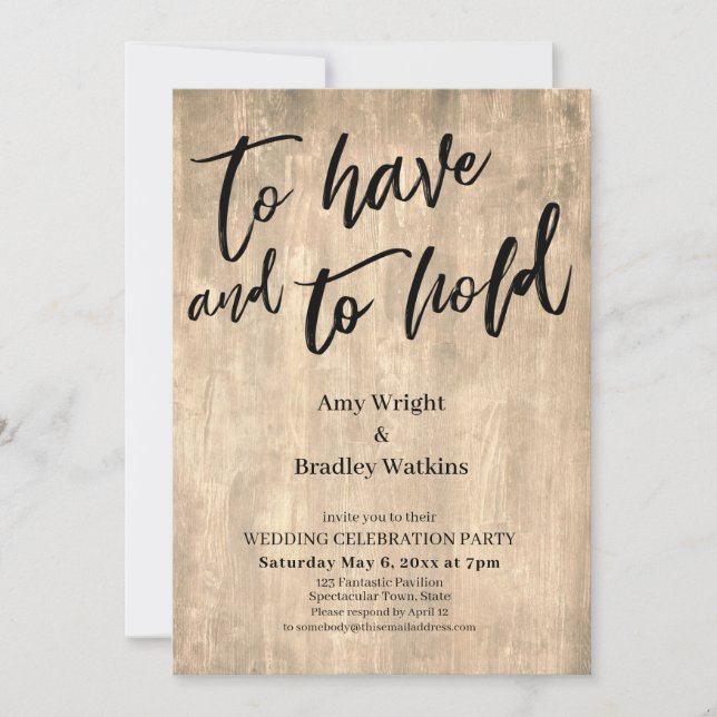 Invitation Bois Rustique Écriture Manuscrite À Avoir et À Ten (Devant)