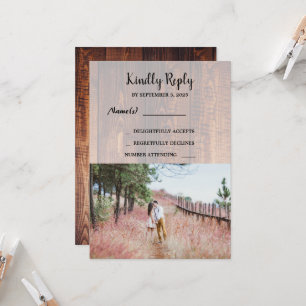 Invitation Bois rustique élégant mariage photo RSV