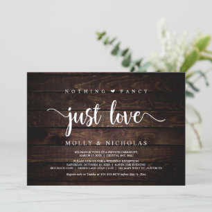 Invitation Bois Rustique, Elopement, Rien De Gros Amour