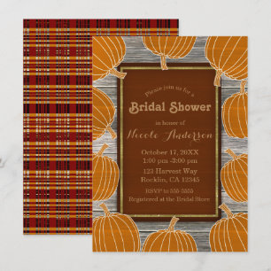 Invitation Bois rustique et citrouilles Fête de douche de mar