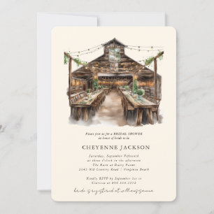 Invitation Bois rustique et cordon d'éclairage Fête des marié