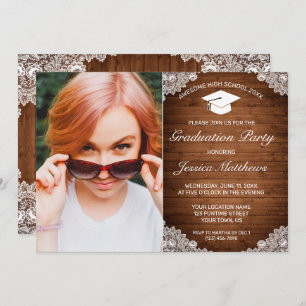 Invitation Bois rustique et dentelle blanche - photo Invitati