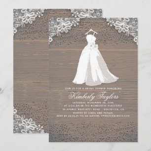 Invitation Bois rustique et dentelle   Fête des mariées maria